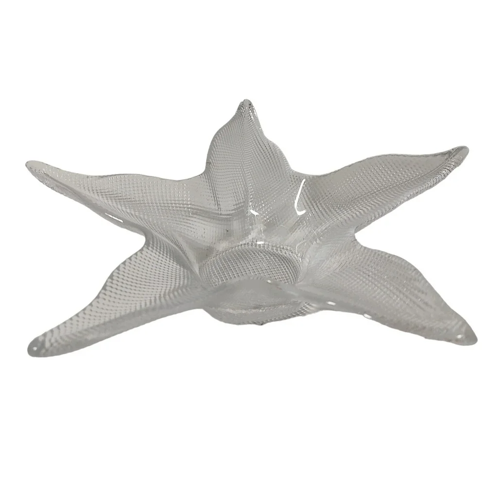 Textured‎ Clear Glass Starfish Bowl Nautical Cottage Core Beach Living 11 In SEE